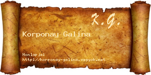 Korponay Galina névjegykártya
